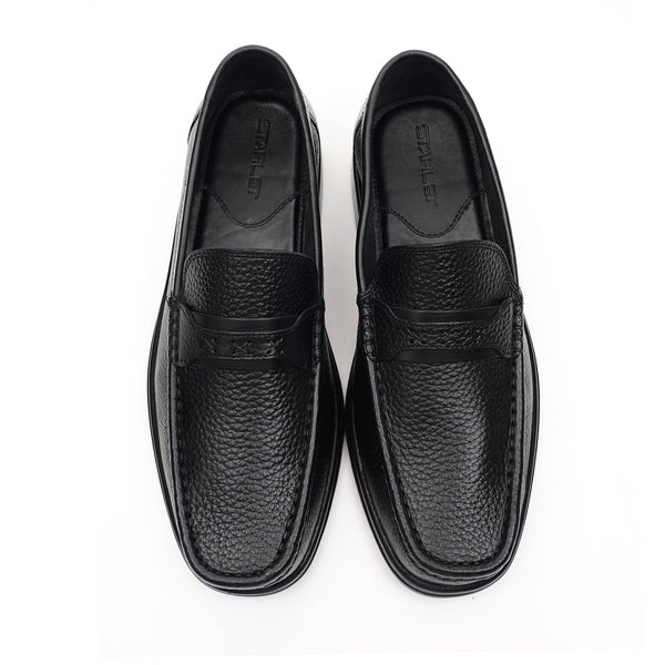 Starlet LEATHER SHOES - 4532 BLACK MEN LOAFER