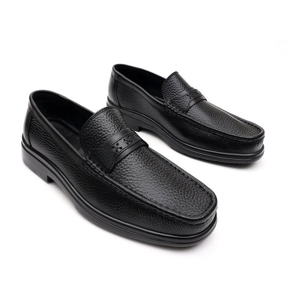 Starlet LEATHER SHOES - 4532 BLACK MEN LOAFER