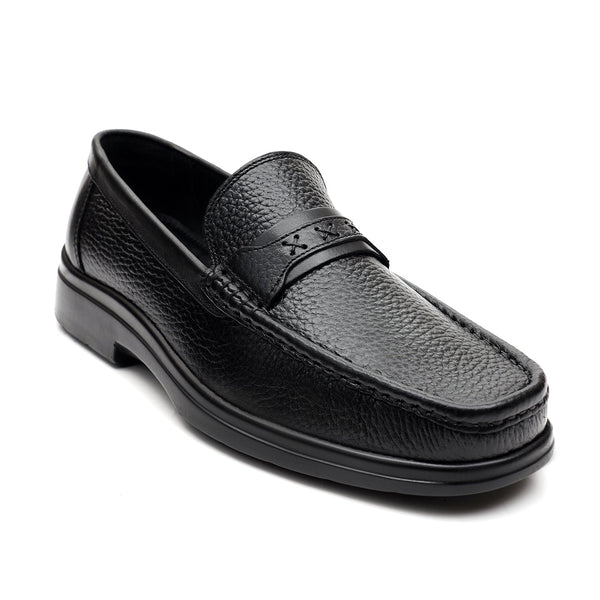 starlet LEATHER SHOES - 4532 BLACK MEN LOAFER