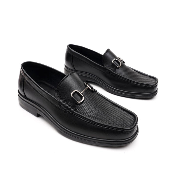 Starlet LEATHER SHOES - 4533 BLACK MEN LOAFER