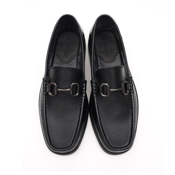 Starlet LEATHER SHOES - 4533 BLACK MEN LOAFER
