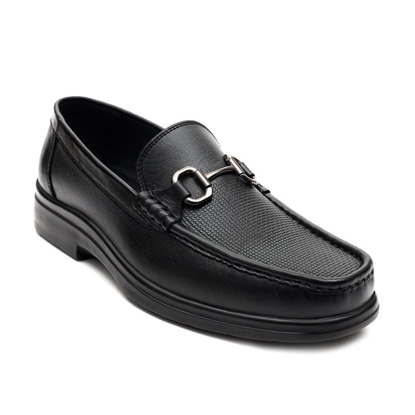 starlet LEATHER SHOES - 4533 BLACK MEN LOAFER