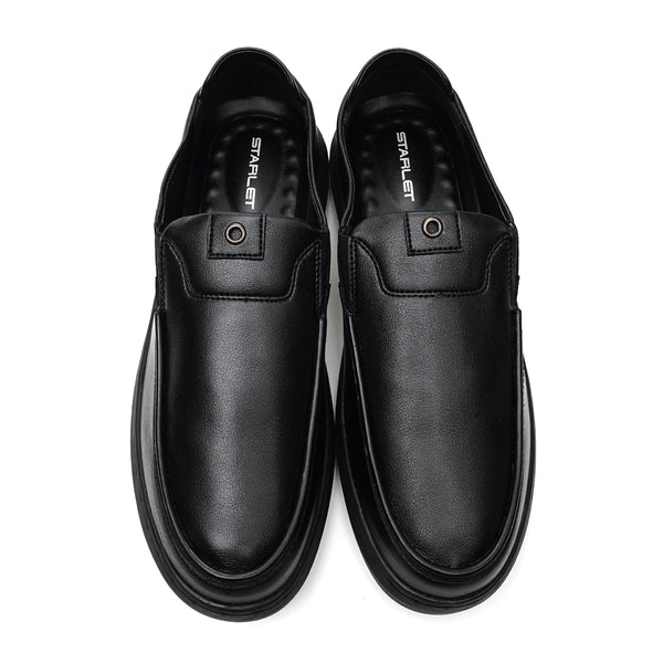 Starlet LEATHER SHOES - DRG-04 BLACK MEN CASUAL