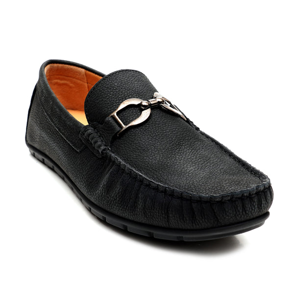 Starlet LEATHER SHOES - FLD-01 BLACK MEN LOAFER