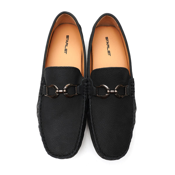 Starlet LEATHER SHOES - FLD-01 BLACK MEN LOAFER