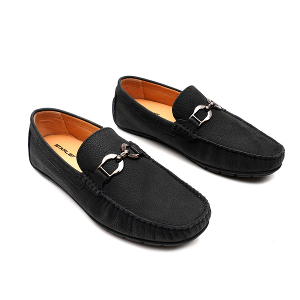 starlet LEATHER SHOES - FLD-01 BLACK MEN LOAFER