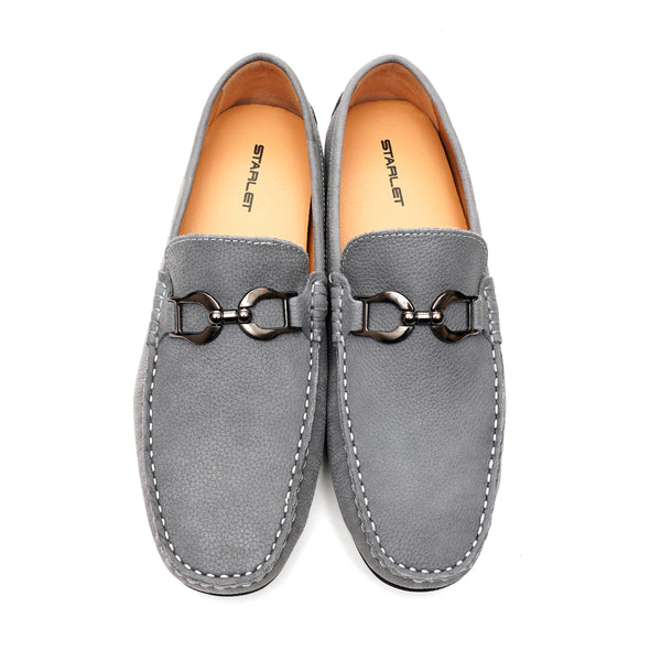 Starlet LEATHER SHOES - FLD-01 GREY MEN LOAFER