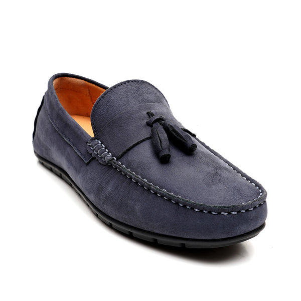 Starlet LEATHER SHOES - FLD-02 NAVY MEN LOAFER