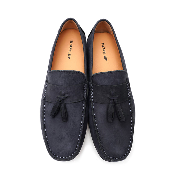Starlet LEATHER SHOES - FLD-02 NAVY MEN LOAFER