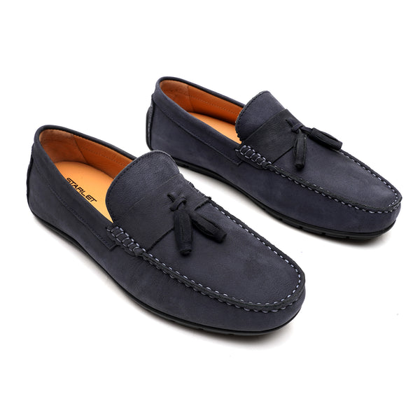 starlet LEATHER SHOES - FLD-02 NAVY MEN LOAFER