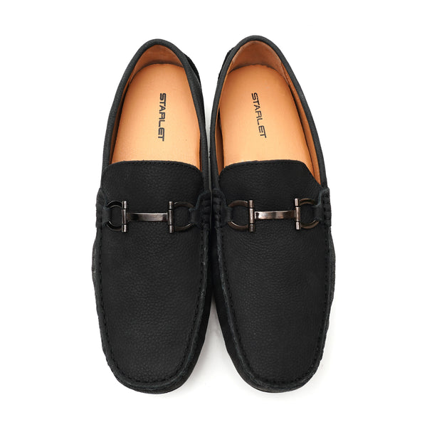 Starlet LEATHER SHOES - FLD-03 BLACK MEN LOAFER