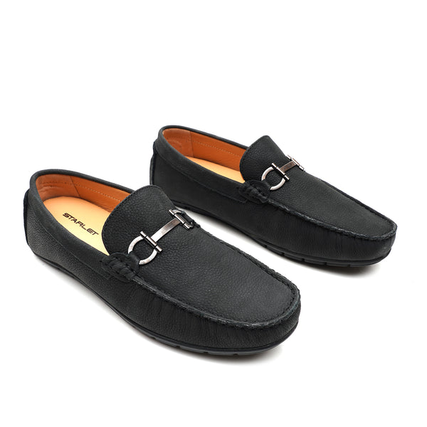 starlet LEATHER SHOES - FLD-03 BLACK MEN LOAFER