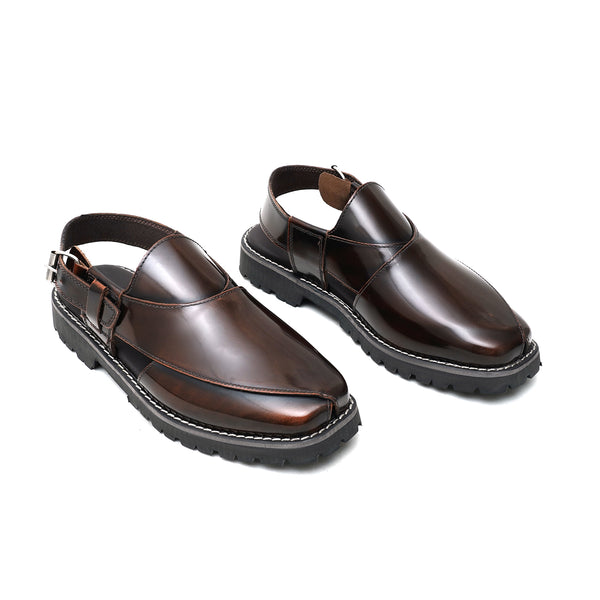 Starlet LEATHER SHOES - NOZ-01 - BROWN MEN PESHAWARI