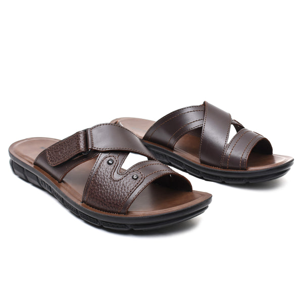 Starlet LEATHER SLIPPER - AK-06 BROWN MEN SLIPPER