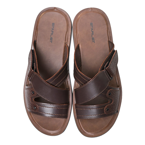 Starlet LEATHER SLIPPER - AK-06 BROWN MEN SLIPPER