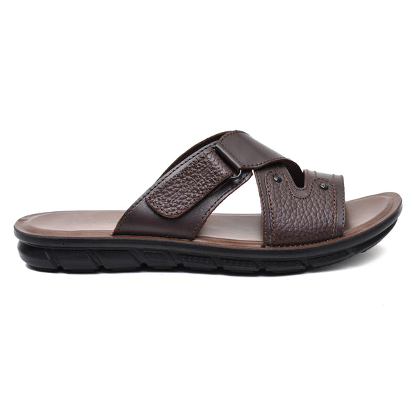 starlet LEATHER SLIPPER - AK-06 BROWN MEN SLIPPER