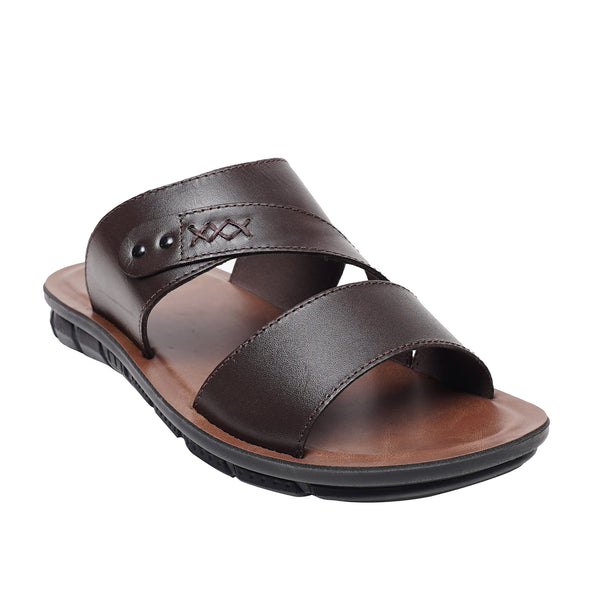 starlet LEATHER SLIPPER - AK-08 BROWN MEN SLIPPER