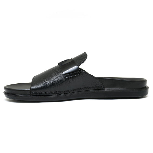 Starlet LEATHER SLIPPER - AR-004 BLACK MEN SLIPPER