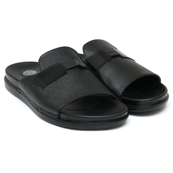 Starlet LEATHER SLIPPER - AR-004 BLACK MEN SLIPPER