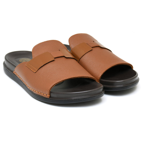 Starlet LEATHER SLIPPER - AR-004 TAN MEN SLIPPER
