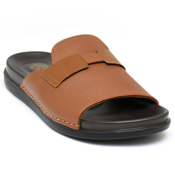 starlet LEATHER SLIPPER - AR-004 TAN MEN SLIPPER