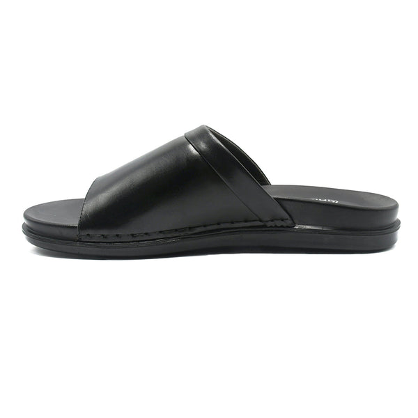 Starlet LEATHER SLIPPER - AR-005 BLACK MEN SLIPPER