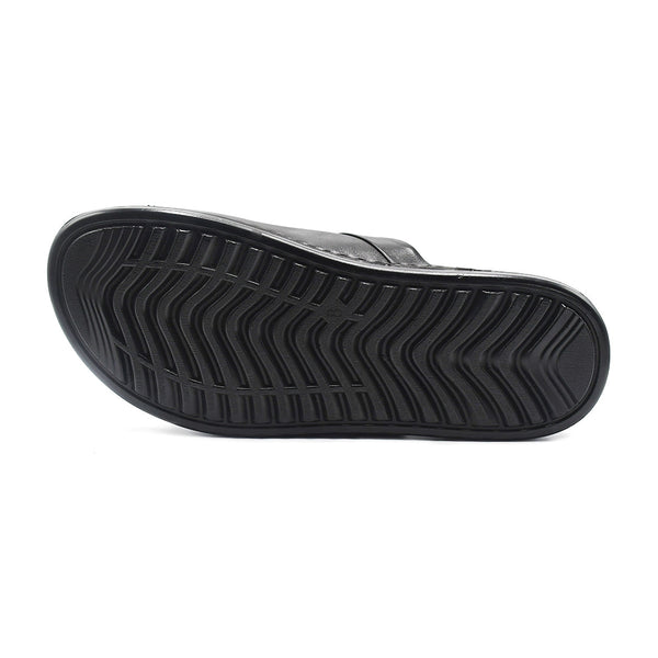 Starlet LEATHER SLIPPER - AR-005 BLACK MEN SLIPPER