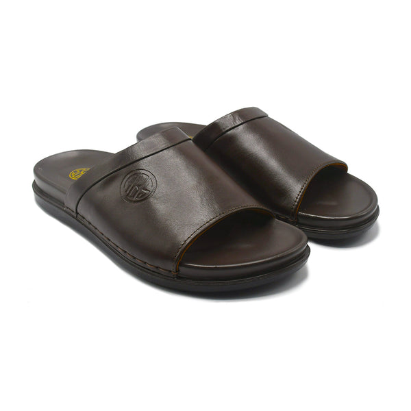 Starlet LEATHER SLIPPER - AR-005 BROWN MEN SLIPPER