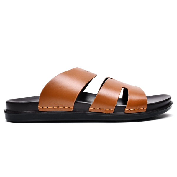 starlet LEATHER SLIPPER - AR-008 TAN MEN SLIPPER