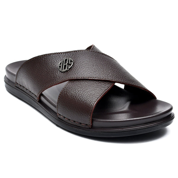starlet LEATHER SLIPPER - AR-017 BROWN MEN SLIPPER