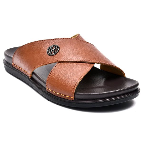 starlet LEATHER SLIPPER - AR-017 TAN MEN SLIPPER