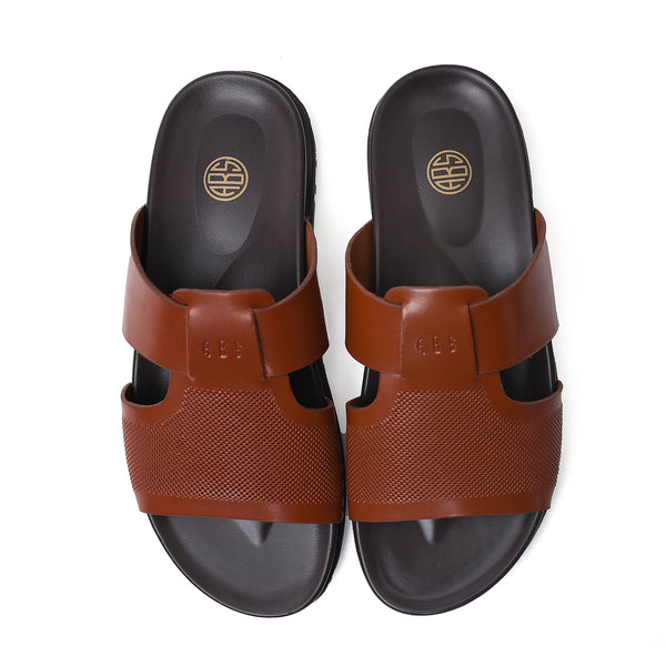 Starlet LEATHER SLIPPER - AR-021 TAN MEN SLIPPER