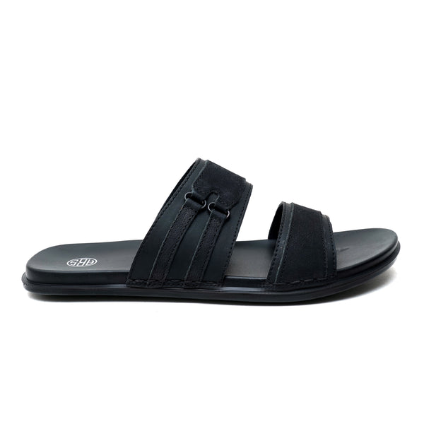 Starlet LEATHER SLIPPER - CHM-013 BLACK MEN SLIPPER