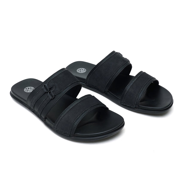 Starlet LEATHER SLIPPER - CHM-013 BLACK MEN SLIPPER
