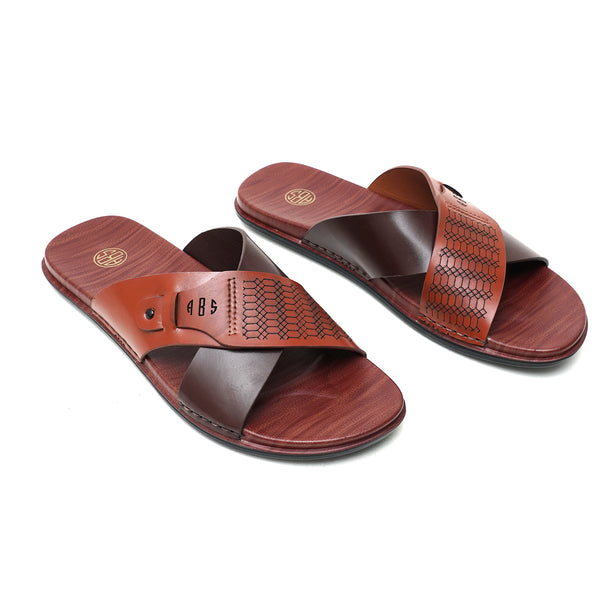 Starlet LEATHER SLIPPER - CHM-015 BROWN MEN SLIPPER