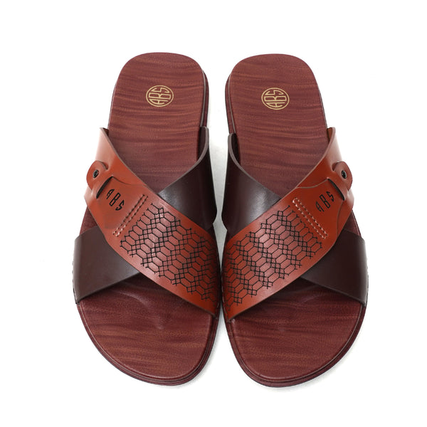 Starlet LEATHER SLIPPER - CHM-015 BROWN MEN SLIPPER