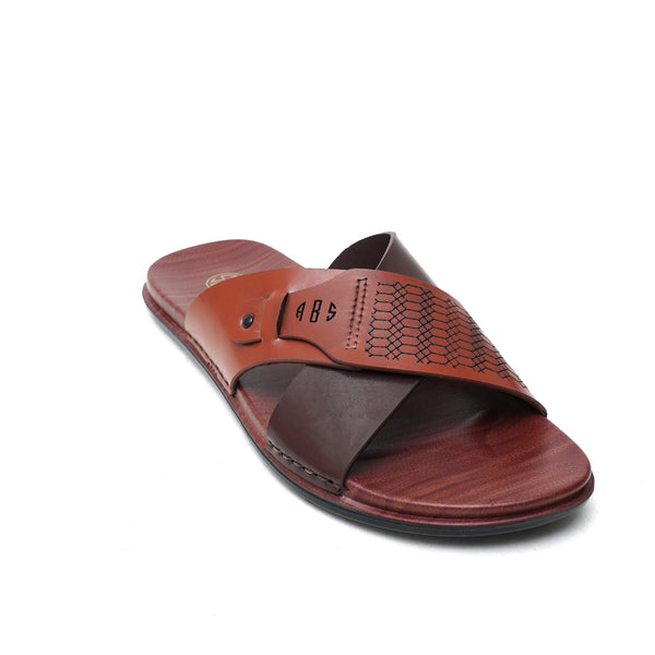 starlet LEATHER SLIPPER - CHM-015 BROWN MEN SLIPPER