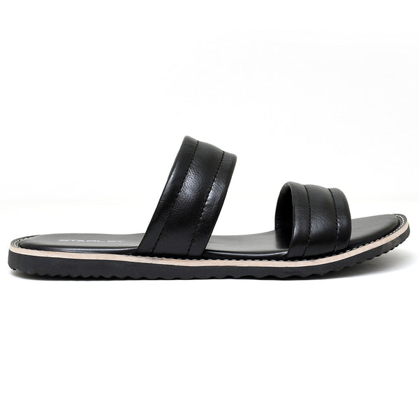 starlet LEATHER SLIPPER - GEOX-014 BLACK MEN SLIPPER