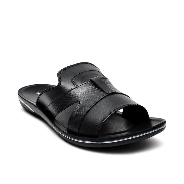 Starlet LEATHER SLIPPER - GR-1426 BLACK MEN SLIPPER