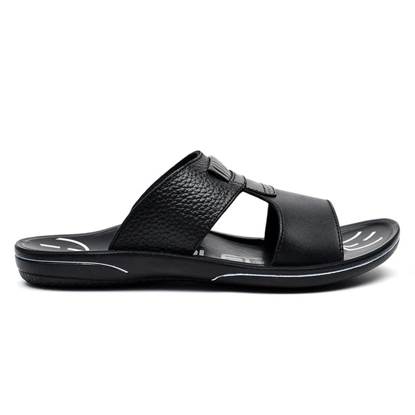 starlet LEATHER SLIPPER - GR-1433 BLACK MEN SLIPPER