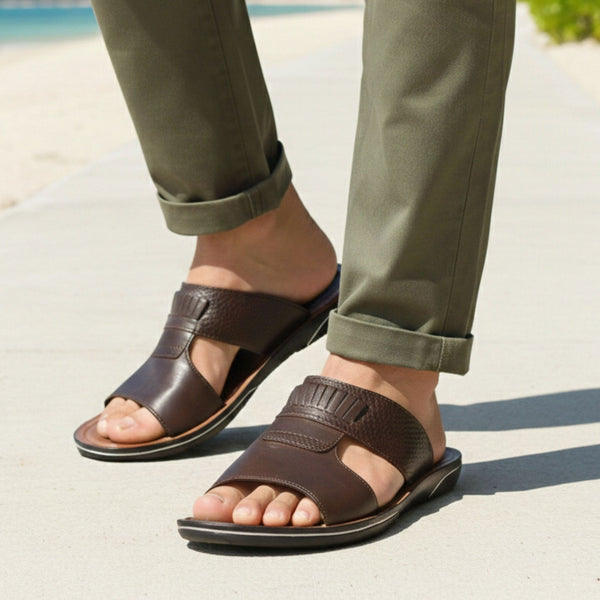 starlet LEATHER SLIPPER - GR-1433 BROWN MEN SLIPPER