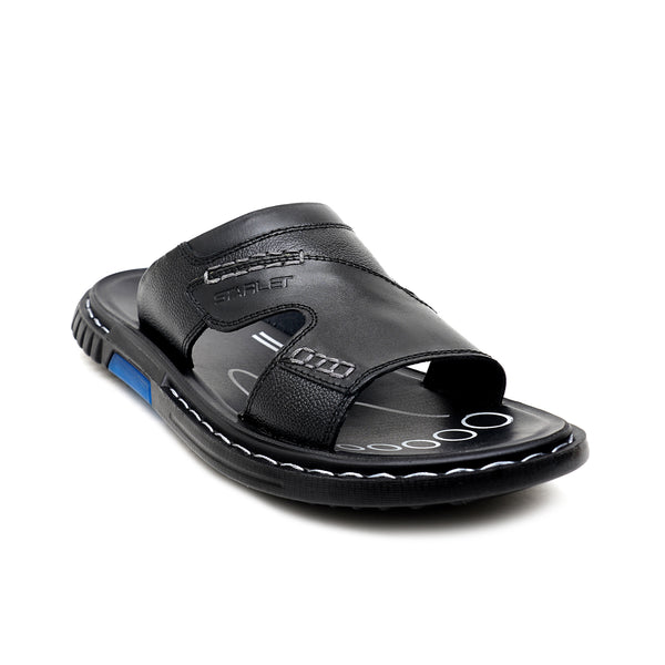 starlet LEATHER SLIPPER - JRC-0001 BLACK MEN SLIPPER