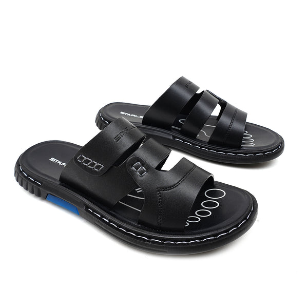 Starlet LEATHER SLIPPER - JRC-0002 BLACK MEN SLIPPER