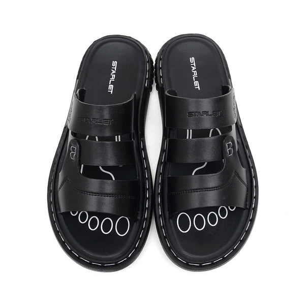 Starlet LEATHER SLIPPER - JRC-0002 BLACK MEN SLIPPER