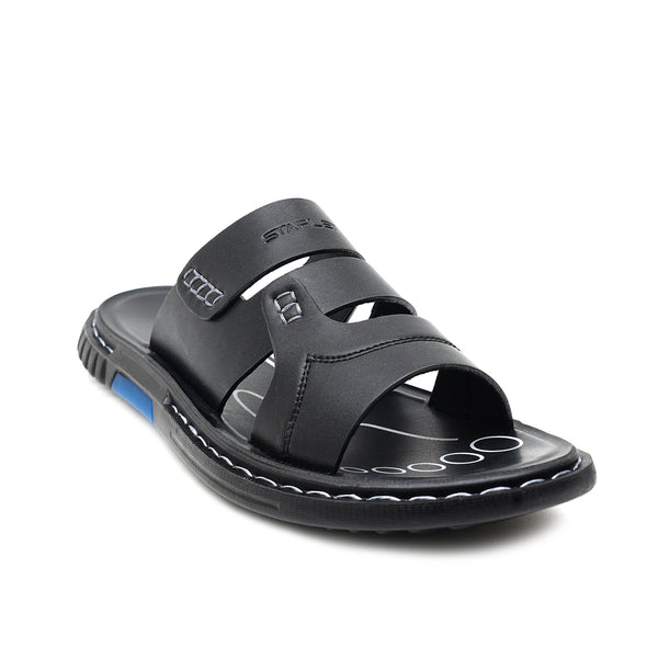 starlet LEATHER SLIPPER - JRC-0002 BLACK MEN SLIPPER