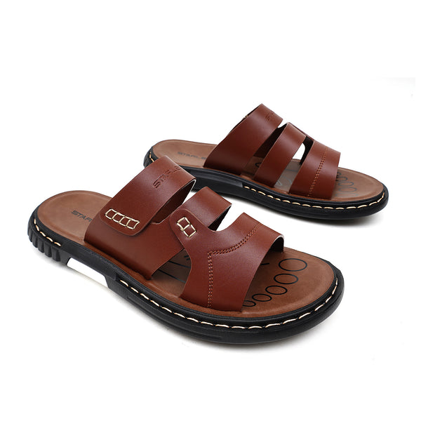 Starlet LEATHER SLIPPER - JRC-0002 TAN MEN SLIPPER