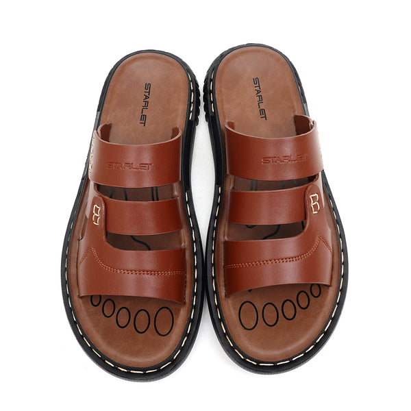 Starlet LEATHER SLIPPER - JRC-0002 TAN MEN SLIPPER