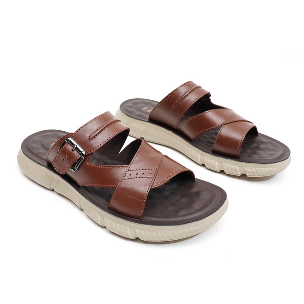 Starlet LEATHER SLIPPER - NLE-005 TAN MEN SLIPPER
