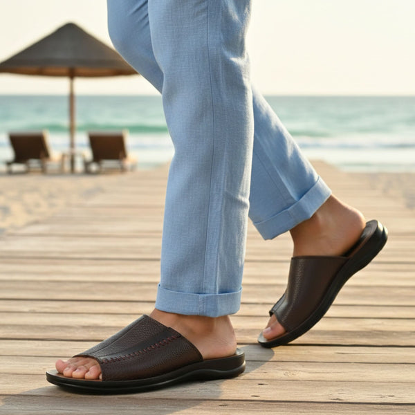 starlet LEATHER SLIPPER - RF-179 BROWN MEN SLIPPER