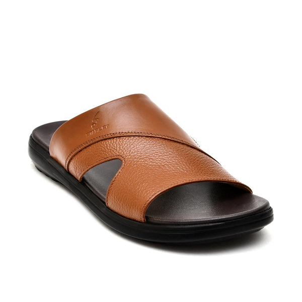 Starlet LEATHER SLIPPER - VCT-002 TAN MEN SLIPPER